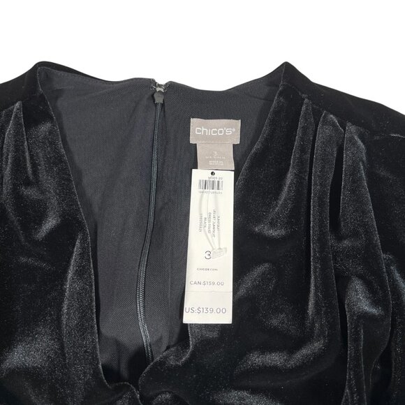 NEW Chico's Womens Black Wide Leg Waist Tie Elegant Velvet Jumpsuit Size 3 US 16 - Picture 8 of 16